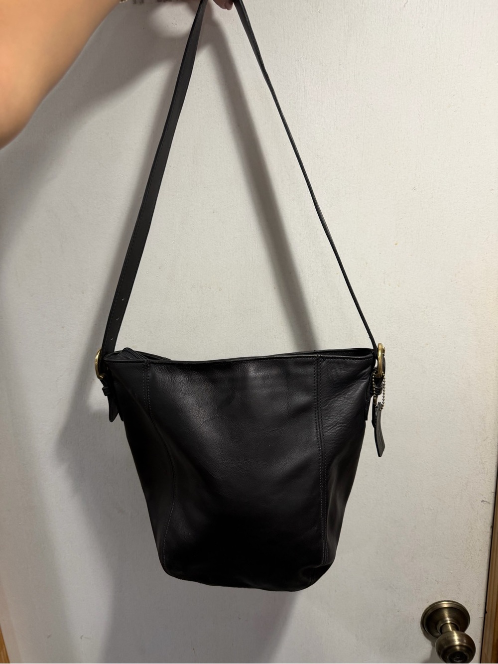 Vintage Coach Black Leather Shoulder Bag